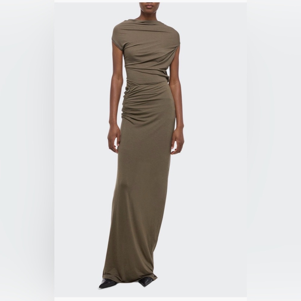 Helmut Lang Olive Wind Jersey Skirt, XL - Picture 3 of 8